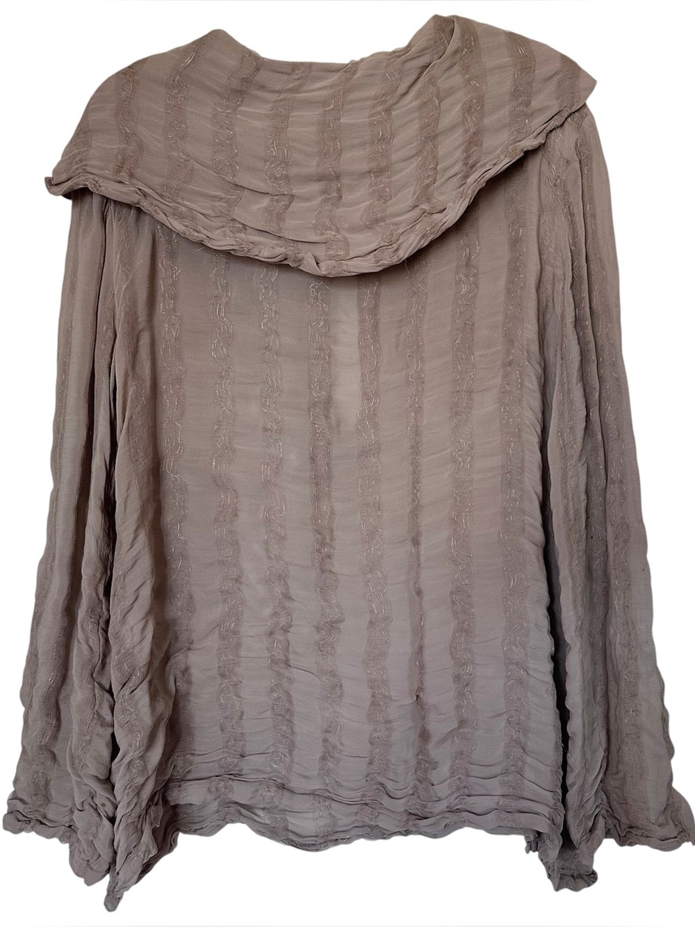 Vintage Chanel 1999A Silk Metallic Gauze Sailor Collar Blouse Taupe CC Button 44 - Picture 3 of 17